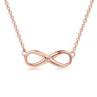 

Wholesale Copper Jewelry Custom Lucky Charm Zircon Silver Rose Gold 8 Infinity Friendship Pendant Necklace