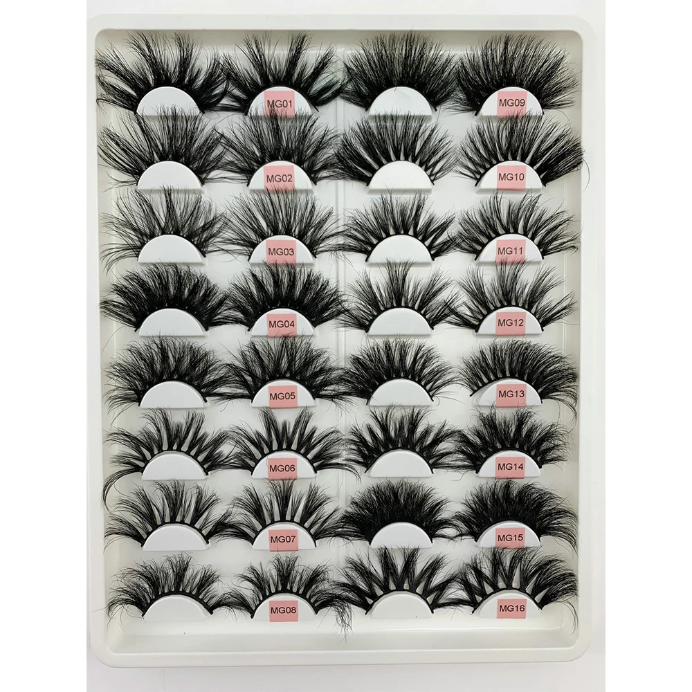 

Real Mink Lashes Vendor Private Label 27mm 25mm 100% Mink Fur Own Brand Eyelashes With Custom Eyelash Packaging Box