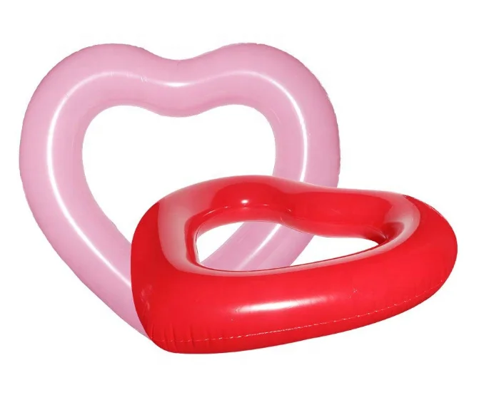 

LC Water Fun Beach Party Heart Shape Swim Ring Float Inflatable Pool Ring Swimming Ring Adult, Pink