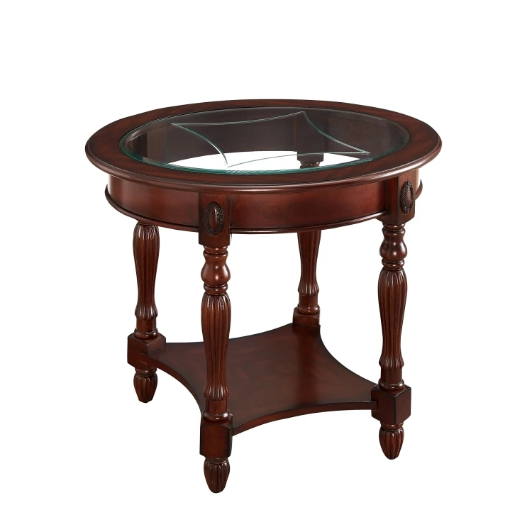 

US Warehouse Tempered Glass Wood Round End Table