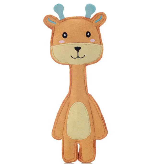 

Suede Adorable Cartoon Giraffe-shaped Plush Dog Toy Within Gasbag Squeaky Heartbeat Dog Chewing Plush Pet Toys, Photo shows