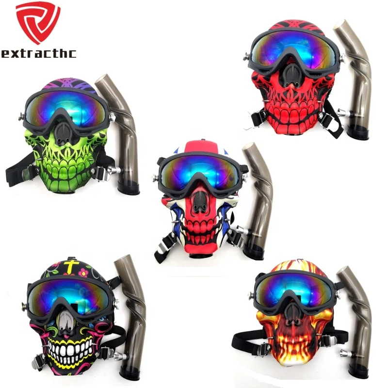 

Wholesale Fancy Colorful Silicone Skull Mask Smoking Water Pipe hookah gas mask