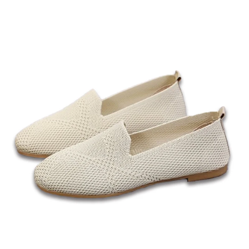 

Comfortable Walking Slip on Pregnant Woman Shoes Flats Knitted Summer Casual Womens Sandals Flat Shoes