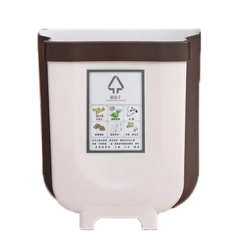 Novel Appearance Recyclable Container Car Wall-Mounted Trash Can, Rectangular foldable Kitchen Trash Can Garbage Bin