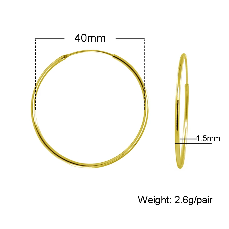

40mm 4cm Rose Gold Plated Tube Silver Large Hoop Earrings 925 Sterling Silver Hoops, Same as photo(different colors are available for option)