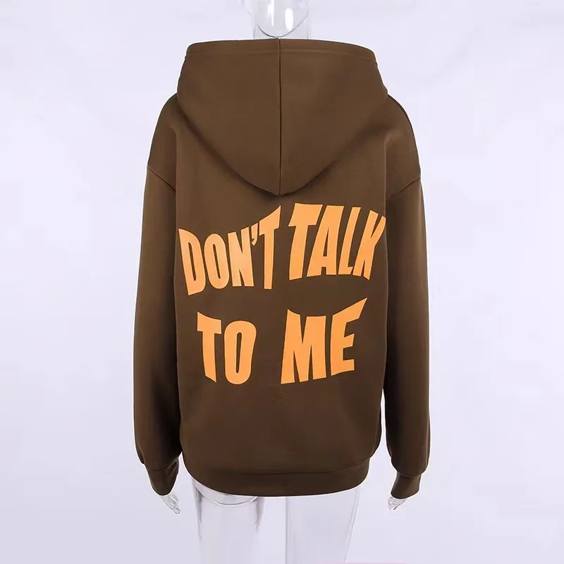 

2021 Winter New Arrival Custom Letter Print zipper wholesale hoodies sweaters women letter print hoodie & jogger set