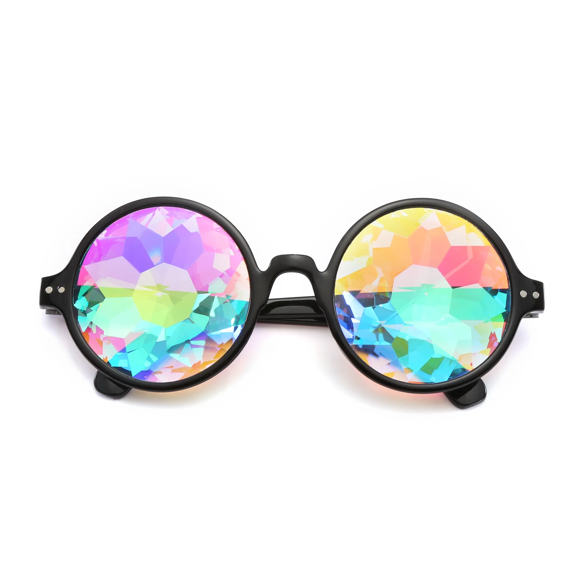 

Round Sunglasses Rave Men Women Holographic Festival Party Sunglasses Kaleidoscope Glasses, Mix color