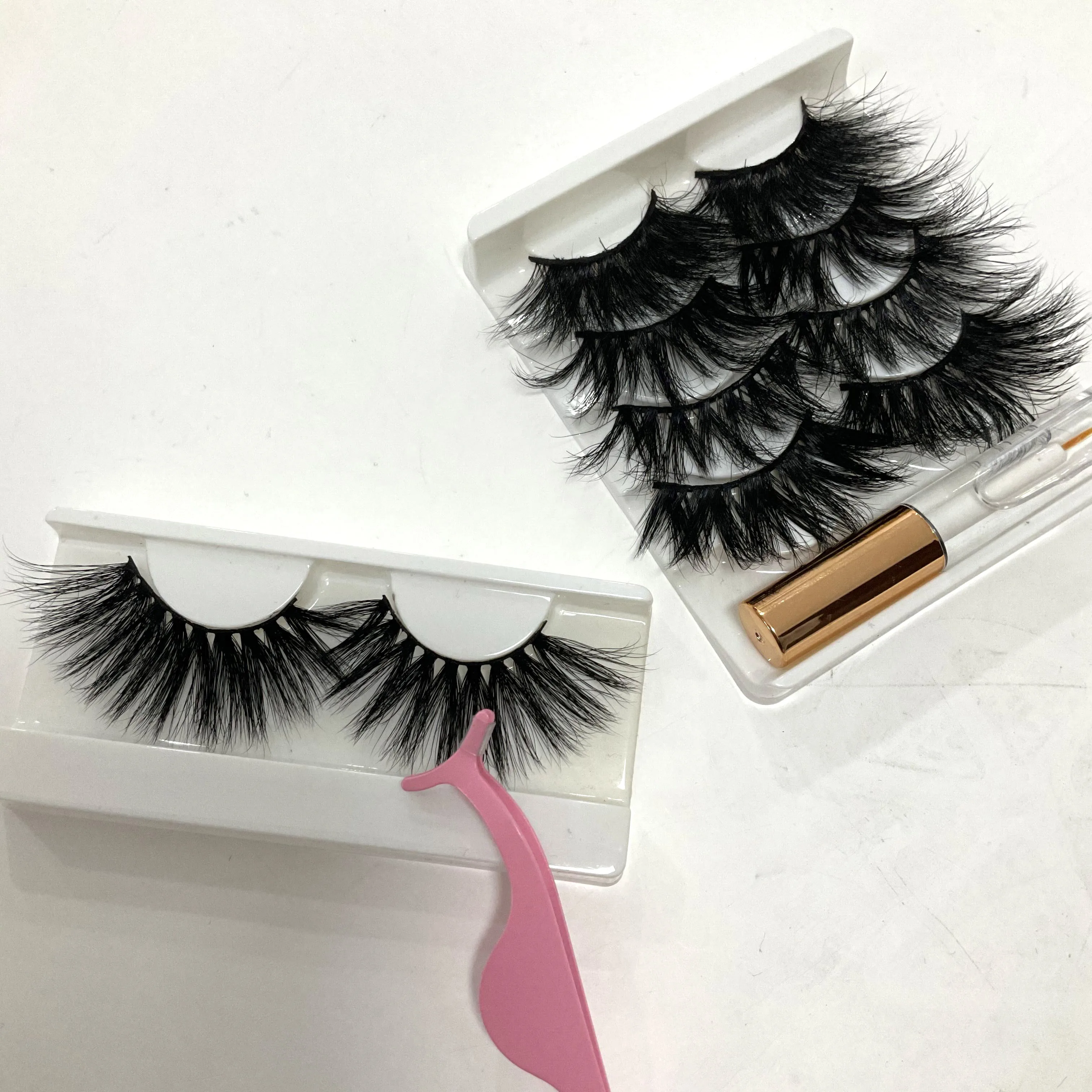 

Custom your own brand eyelashes mink vendor 3D faux mink false lashes 3D 15mm silk eyelashes with packing box, Black