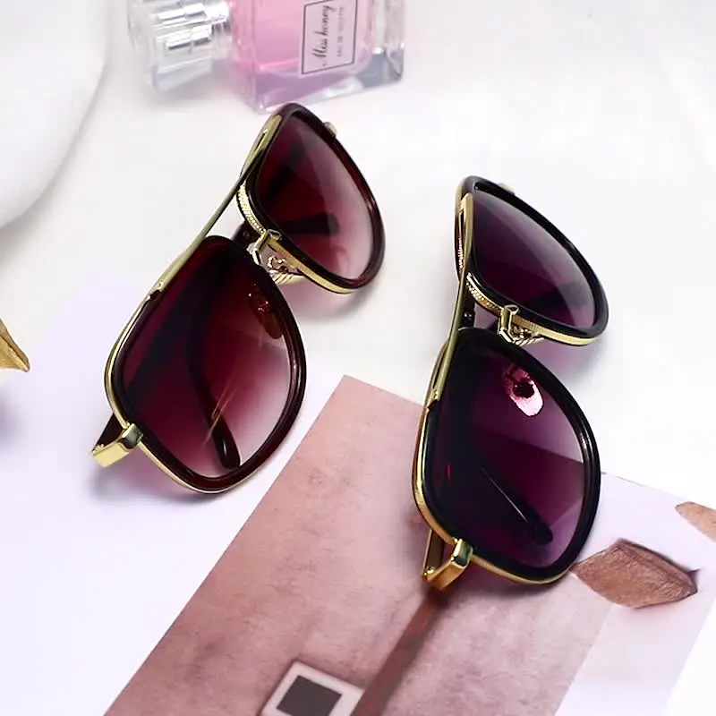 

2022 Retro Metal Men Shade Sunglasses Luxury Fashionable Sunglasses Women Vintage Summer Party Eyewear lunette de soleil homme