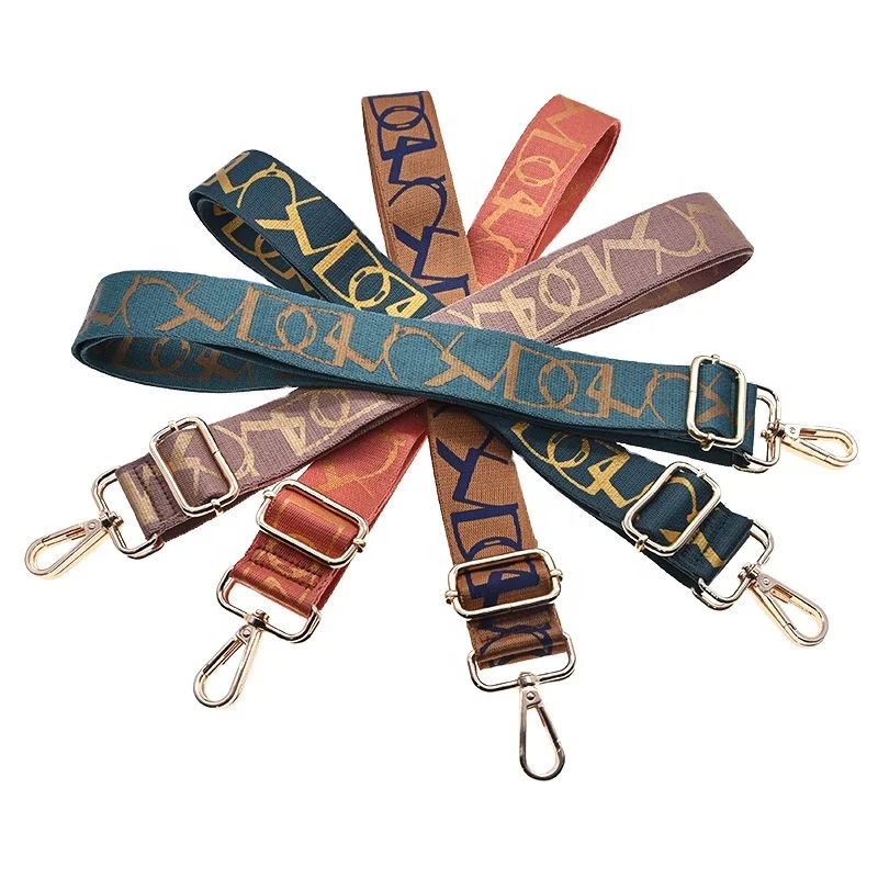 

High Quality Handle Bag Parts Bag Strap Nylon Stripe Gold Shoulder Strap For Bag
