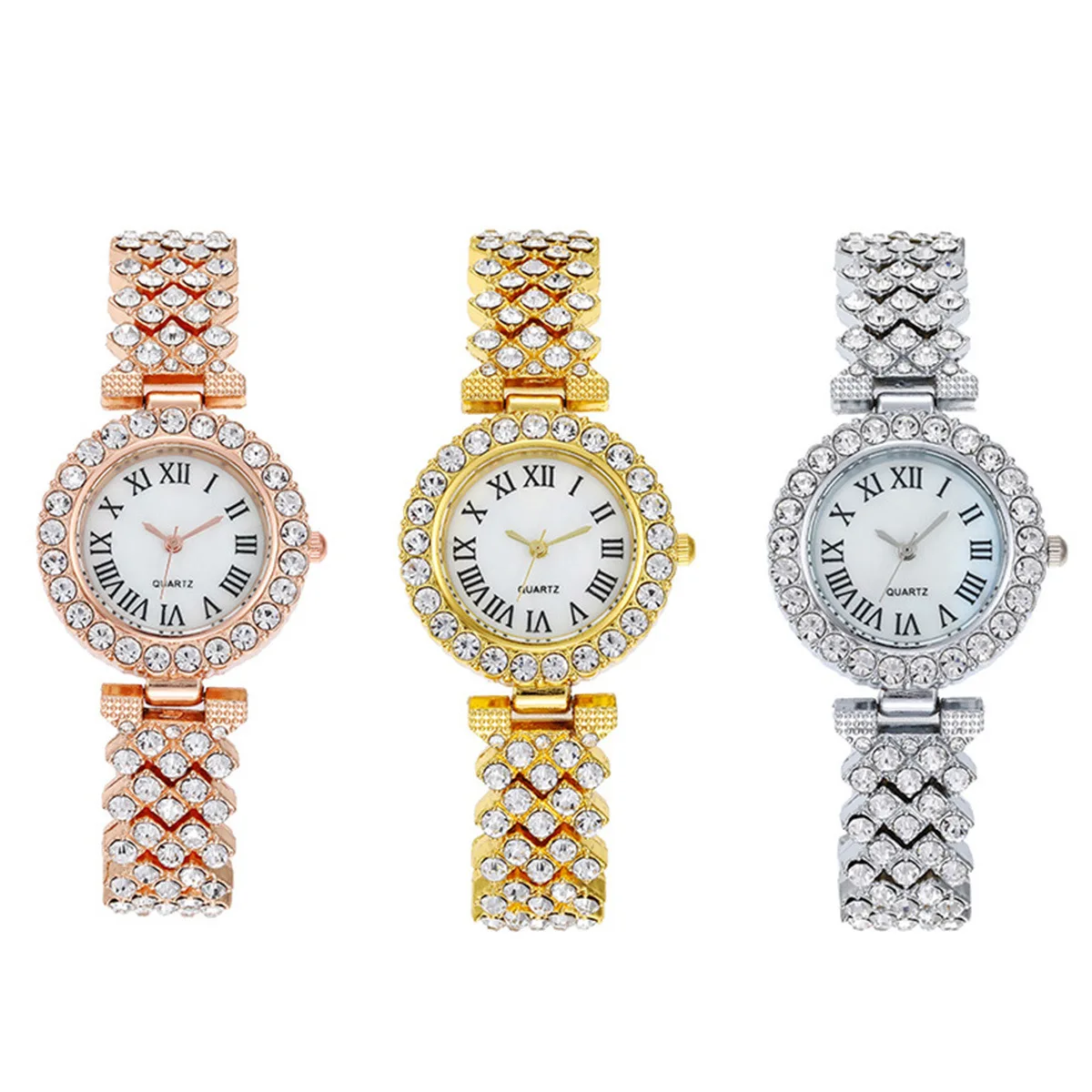 

New Design Diamond Stainless Steel Watch And Bracelet Set Women,Women Watches Bracelets, Multicolor