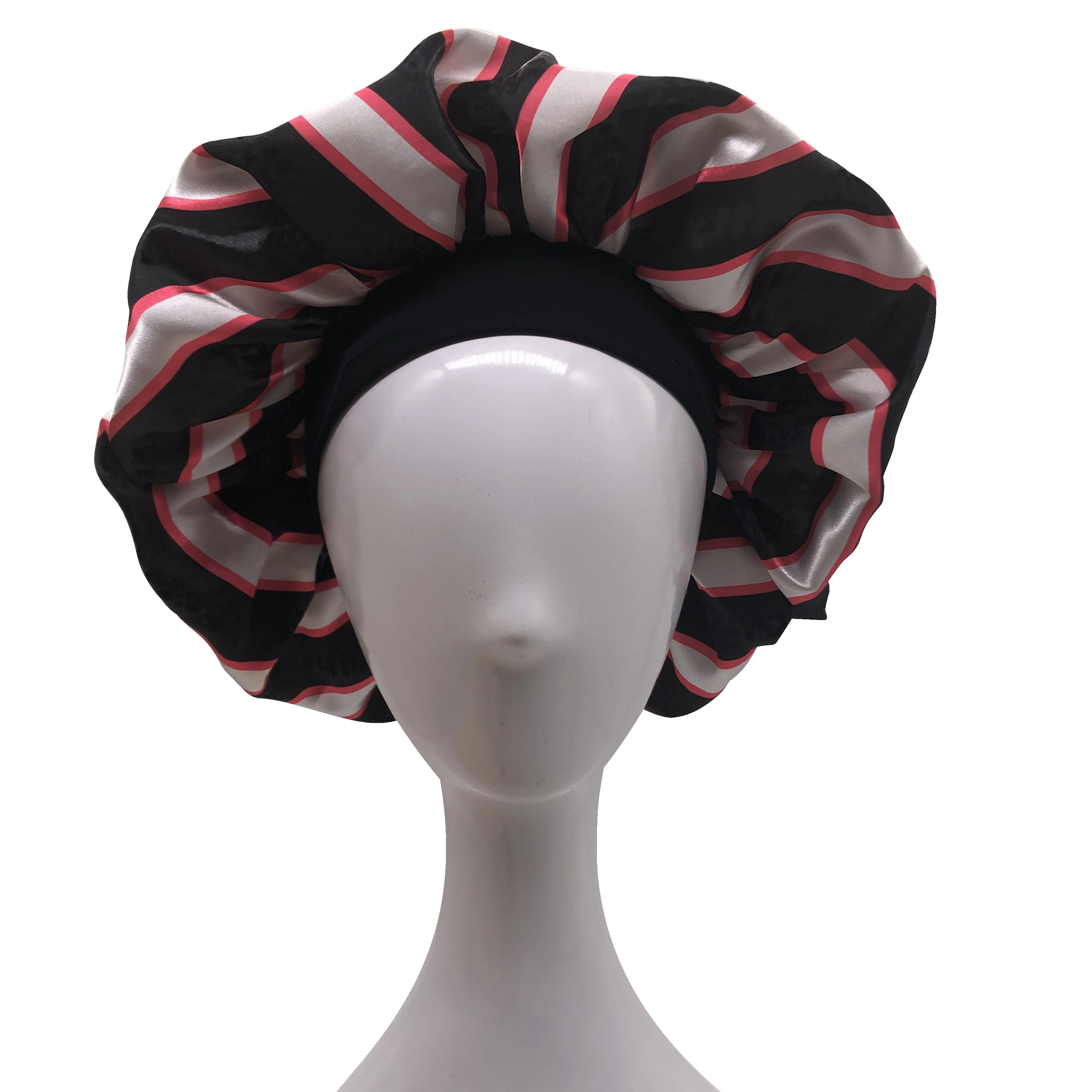 
Wholesale silk Shower Cap print logo women fashion night sleep cap chemo designer satin hair bonnet 