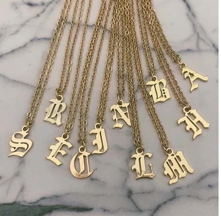 

Wholesale old English font 26 initial letter pendant necklace, As picture