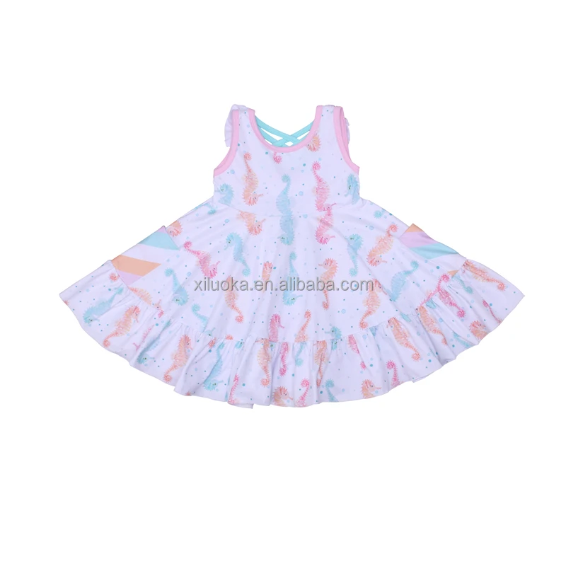 

Latest Design Sweet Girl Boutique Clothing Sleeveless Kids Summer Twirl Dress