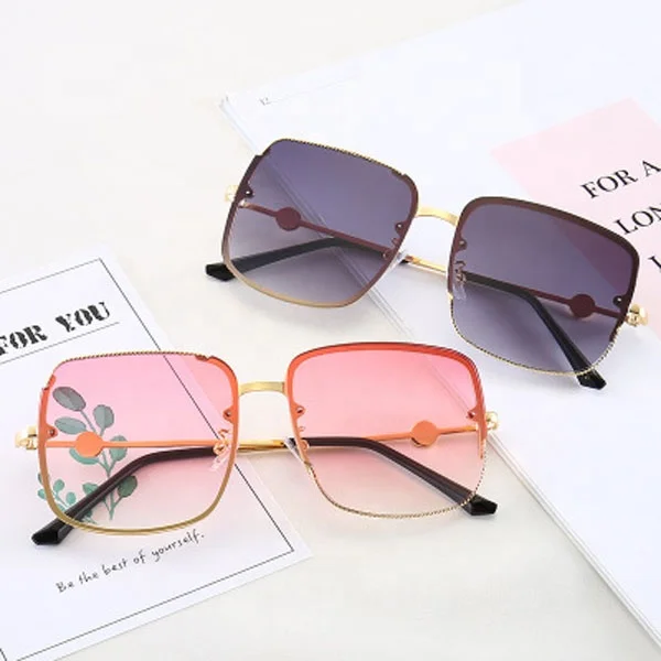 

wholesale fashion design quality driving uv400 custom logo gold metal frame square oversized ladies women sunglasses sun glasses, Same as photo