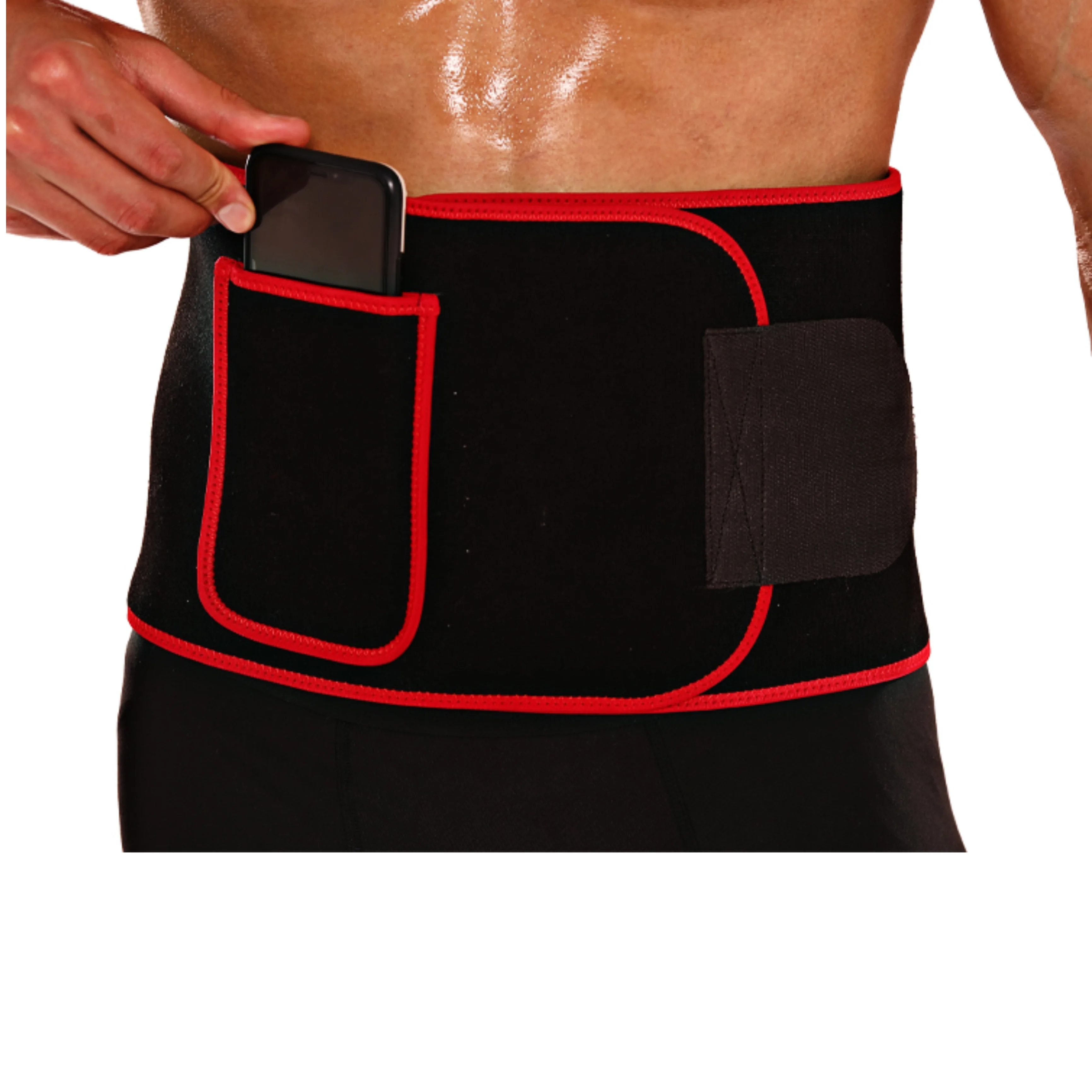 

Customize waist support wrap Belt Compression band active wear body shaper track suits WAIST TRIMMER, Black
