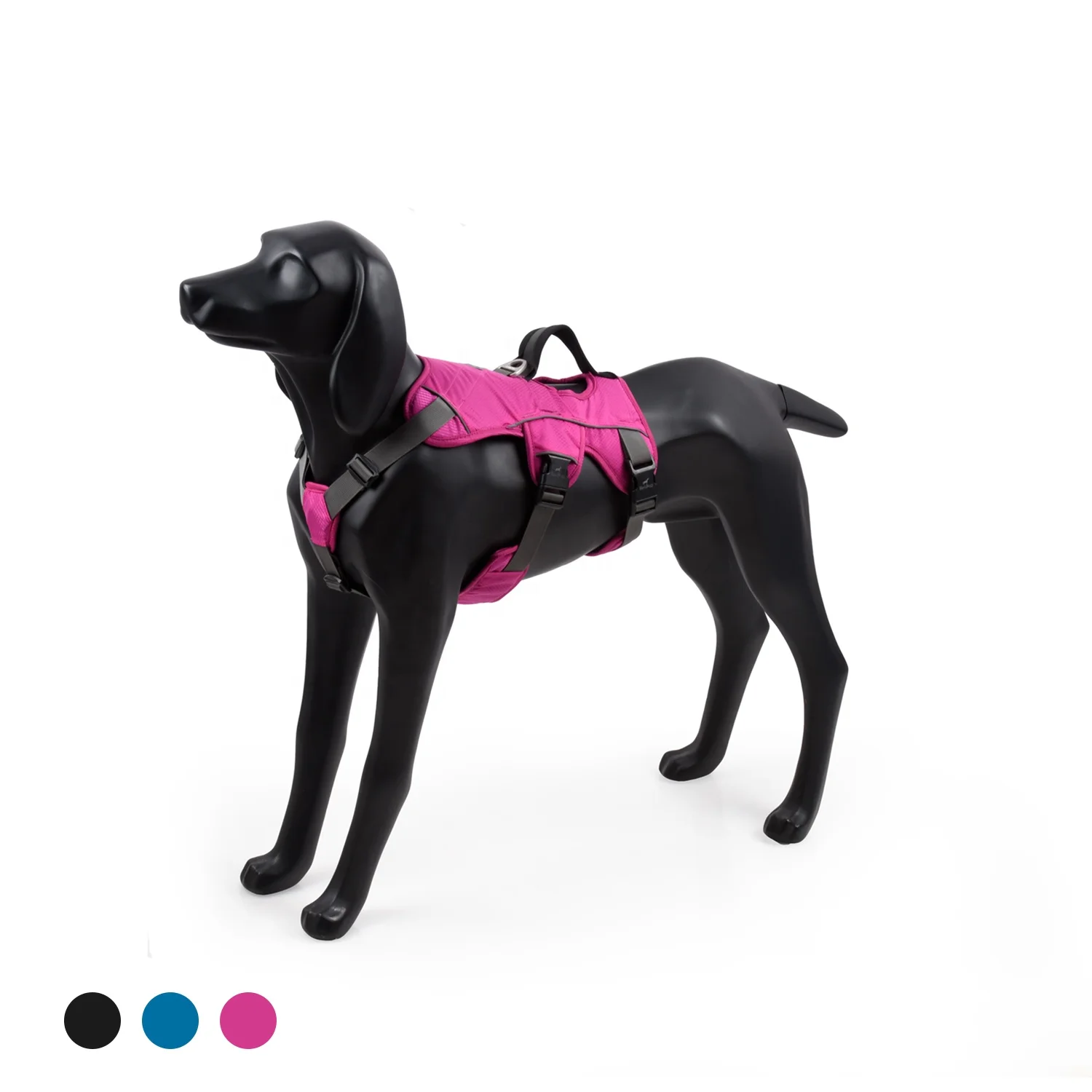 

BlackDoggy Stock Pet Apparel Adjustable Greyhound Reflective Harness Service Dog Vest, Pink