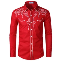 

Mens Western Shirts Long Sleeve Slim Fit Embroidered Cowboy Casual Button Down Shirt