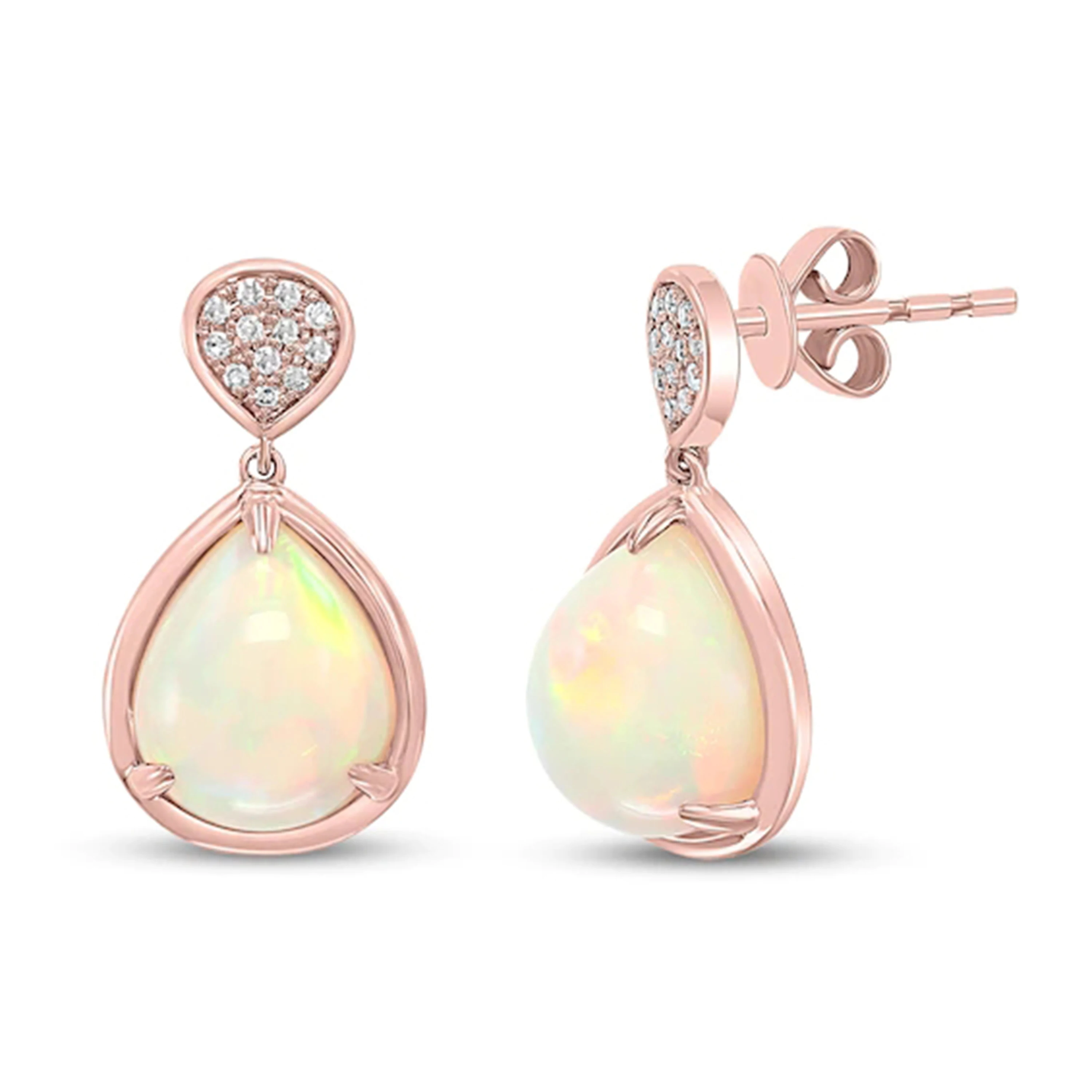 

Pretty Rose Gold Plated Opal Earring Solid 925 Sterling Silver White Pyriform Opal Jewelry Earring, Fire opal earrings