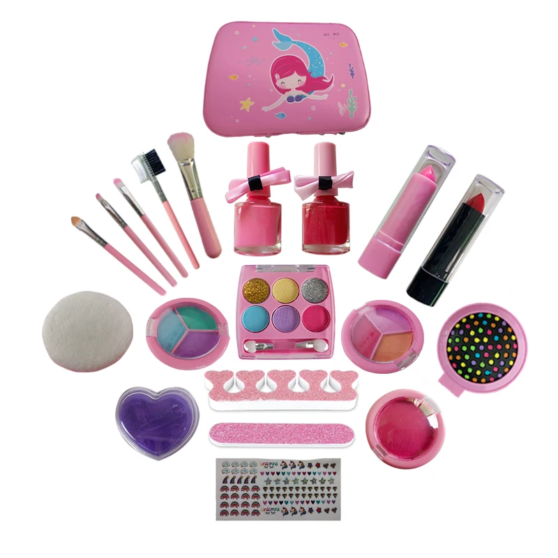 

Girls Makeup Set Princess Cosmetics bags Make Up Set For Kids Pretend Play Make Up Toys kids makeup box amazon hot sale, As photo