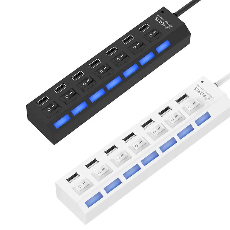 

Multi Port USB Hub Adapter High Speed 7 Ports Hub USB On/Off Switch Portable USB Splitter