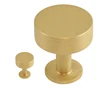 Custom High Quality Furniture Hardware Disc Knob Series Brushed Round Cabinet Handle Knob Brass