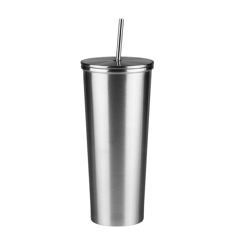 

700ml double walled Stainless steel 304 Mugs drinking coffee cups with stainless steel straw customized logo