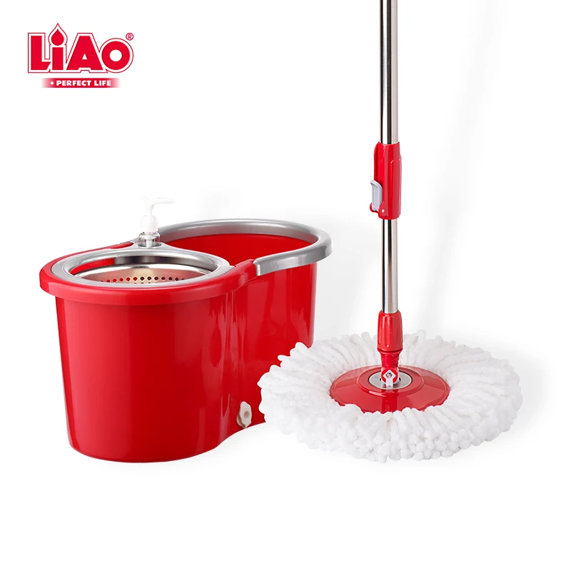 

LiAo hurricane rotating microfiber spin mop and bucket set for household floor cleaning, Red