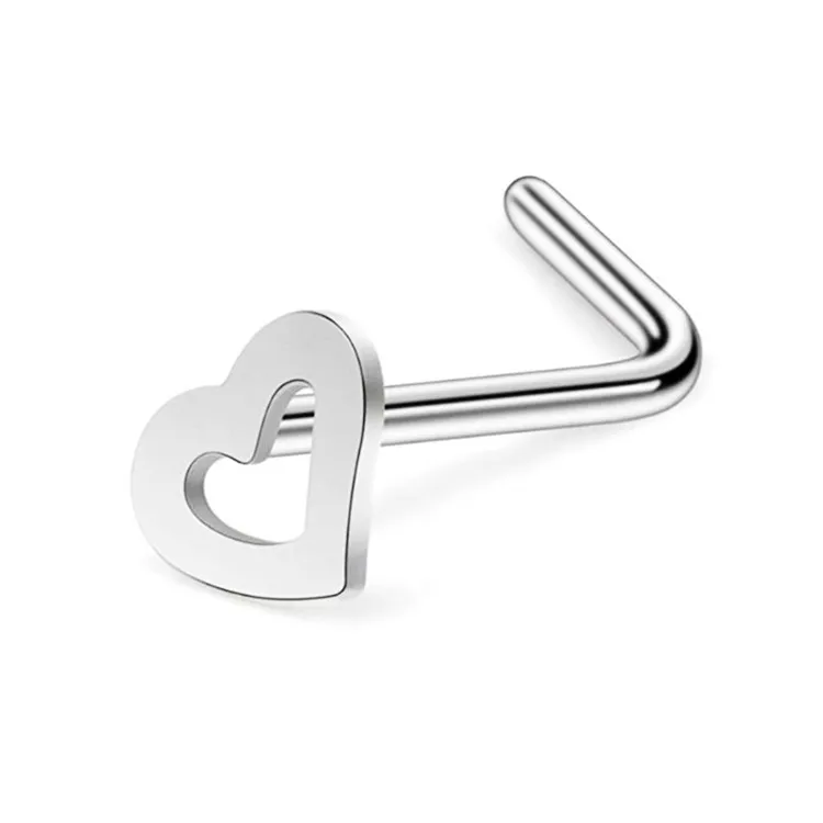 

Wholesale Body Jewelry Nose Piercing Heart Shape Nostril Stainless Steel Nose Rings Studs