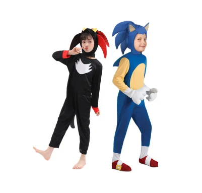 

2022 Kids Cute Super Sonic Movie Costume Performance Black Blue Sonic Costume, As show