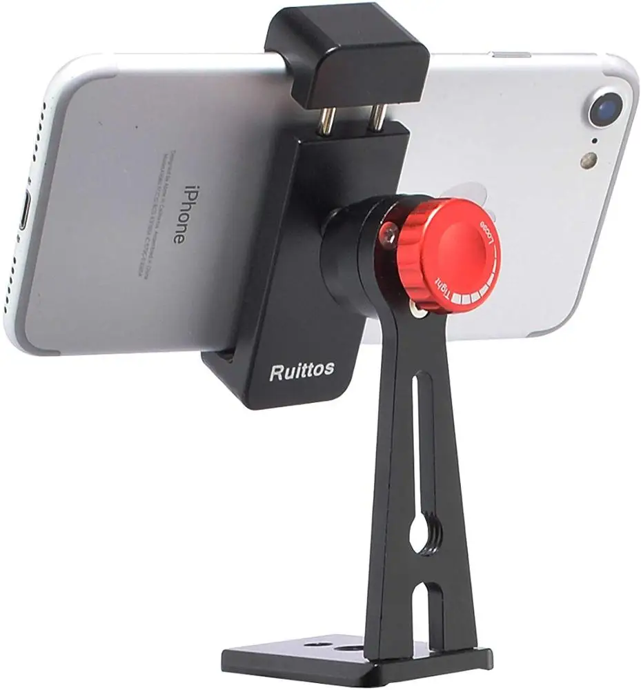 

Phone Holder for Tripod, Metal Cellphone Tripod Adapter 360 Degree Rotation Vertical Video Smartphone Bracket Clip for i
