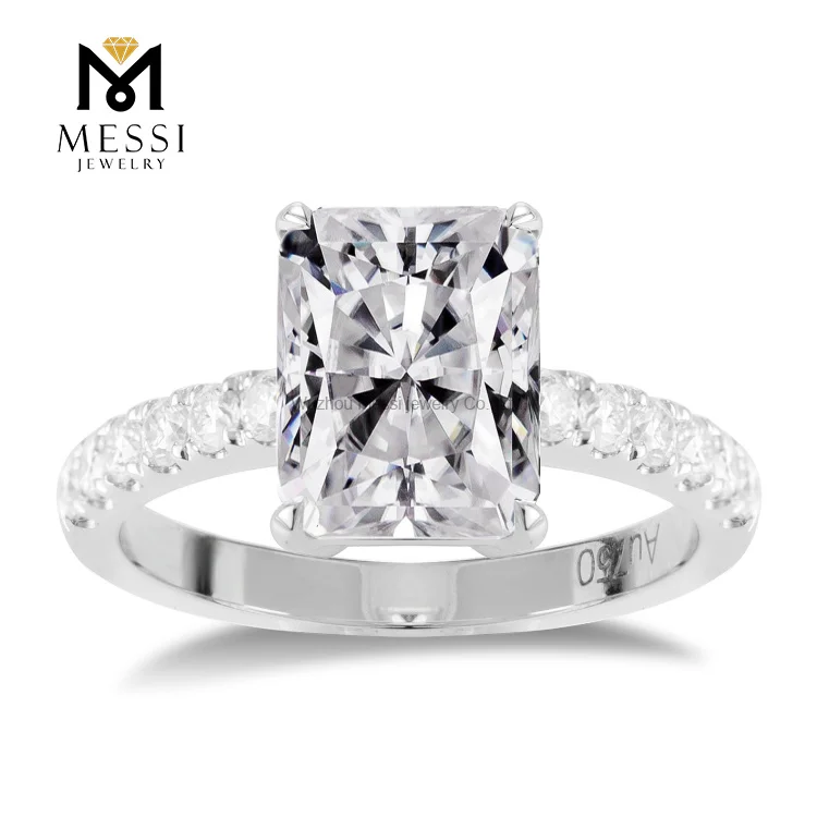 

Fashion Jewelry 18K White Gold Wedding Ring Radiant Cut DEF White Moissanite Engagement Ring