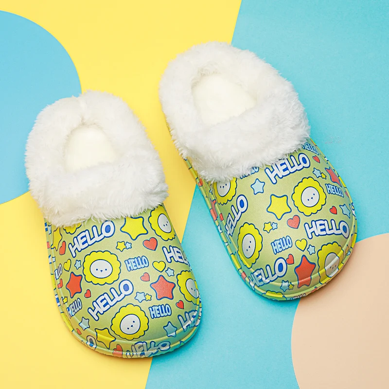 

Wholesale Custom Slippers Kids Slippers Sandals Fur Warm Faux Fur Pink Fluffy Winter Plush Fuzzy Indoor Home Slippers For Kids, 4 colors