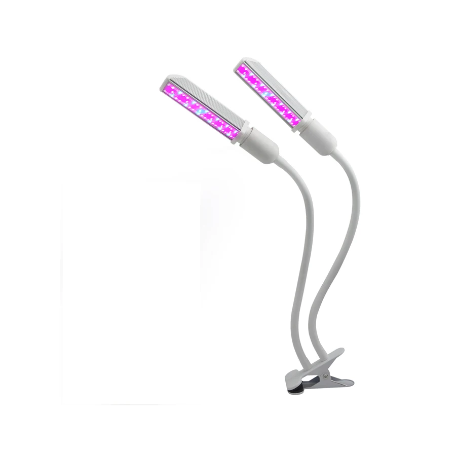 IP65 Dual Head 20W Clip Desk Lamp 2835 SMD E27  LED Grow Light With 360 degree Flexible Gooseneck for Indoor Plants