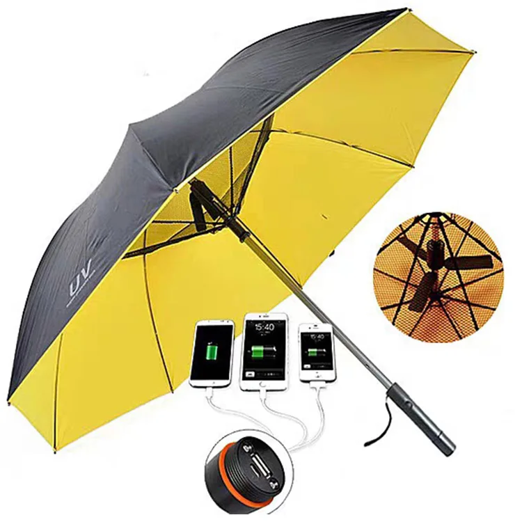 Special USB anti-uv waterproof solar fan straight umbrella