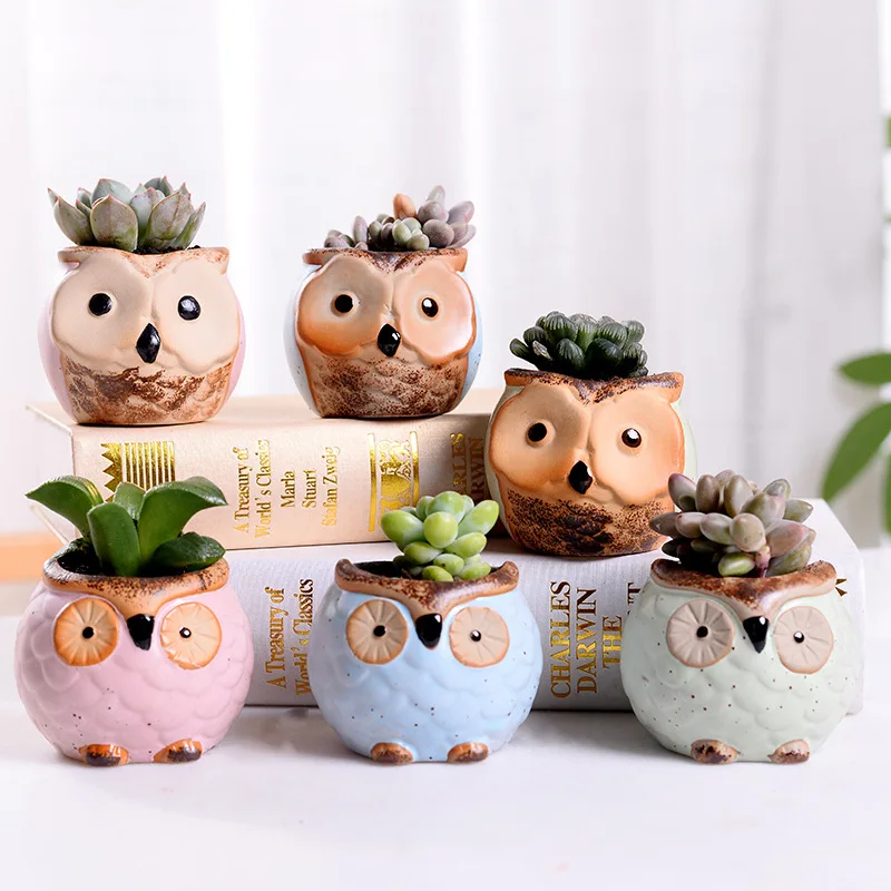 

Ceramic Plant Pot Stand Succulent Flower Fox Vase Mini Potted Pottery Animal Cute Micro Home Flower Pots & Planters, Multi color as picture