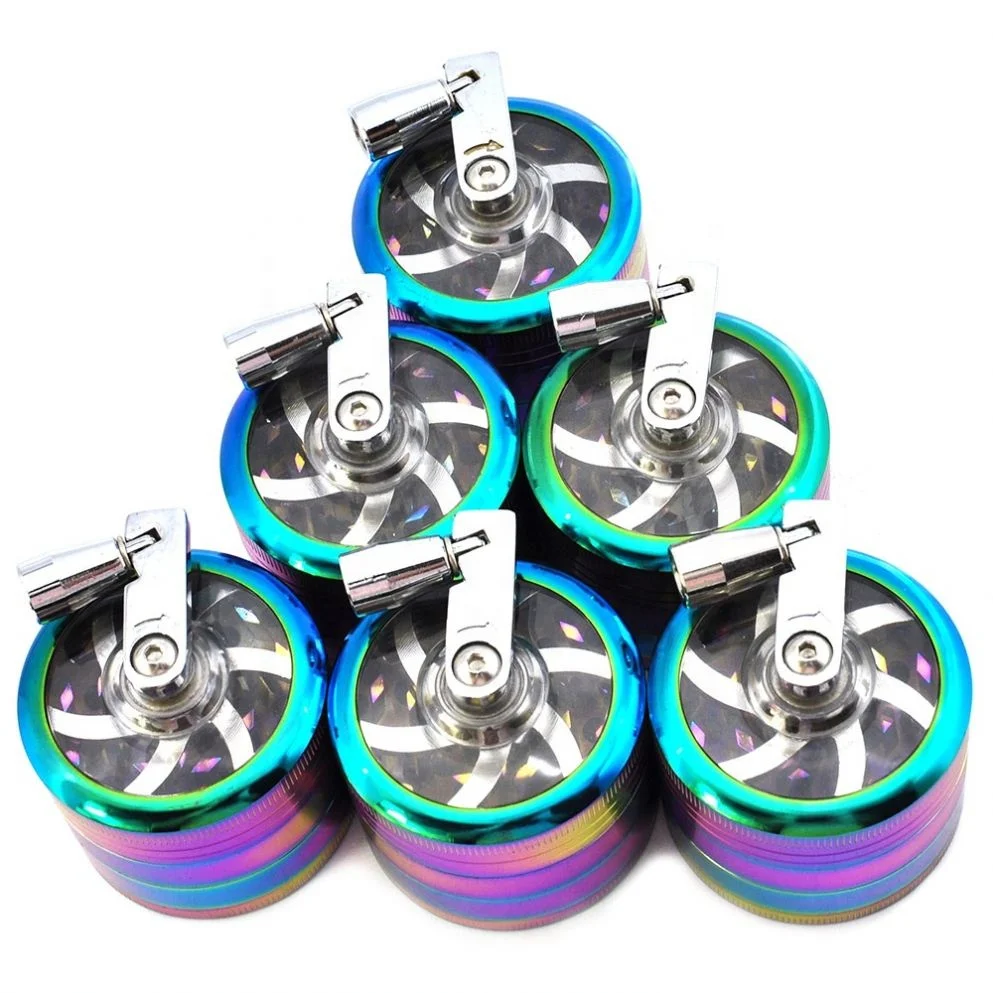 

Wholesale Colorful 4 Part Hand Crank Dry Herb Grinder Diameter  Zinc Alloy Cigarette Grinder jhcentury, Picture