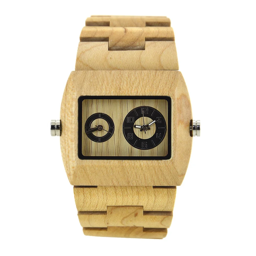 

Take no logo luxury wood watch men square wooden watch luxury with double movements inside wristwatches