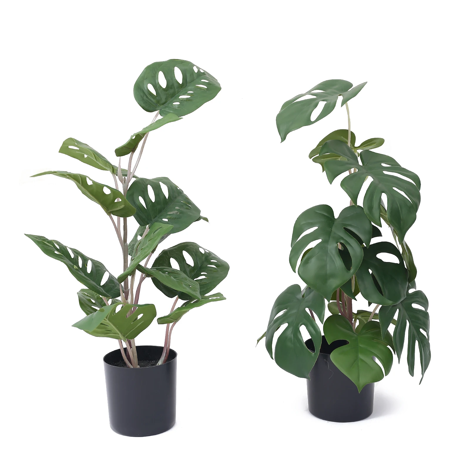 

High Quality Office Home Decor Mini Artificial Plants With Plastic Pot Real Touch Monstera, Green color