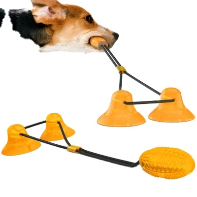 

Double sucker molar can leak food bite resistant funny ball suction cup dog toy