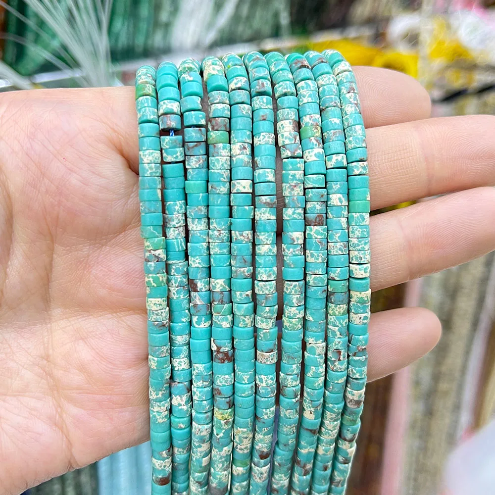 Natural Blue Turquoise 2x4mm White Turquoise Flat Round Spacer Beads Loose Beads Wholesale