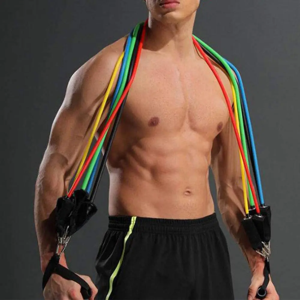 

wholesale fashion Strong Rubber Stretch 11 pieces latex elastic resistance band set, Customized color