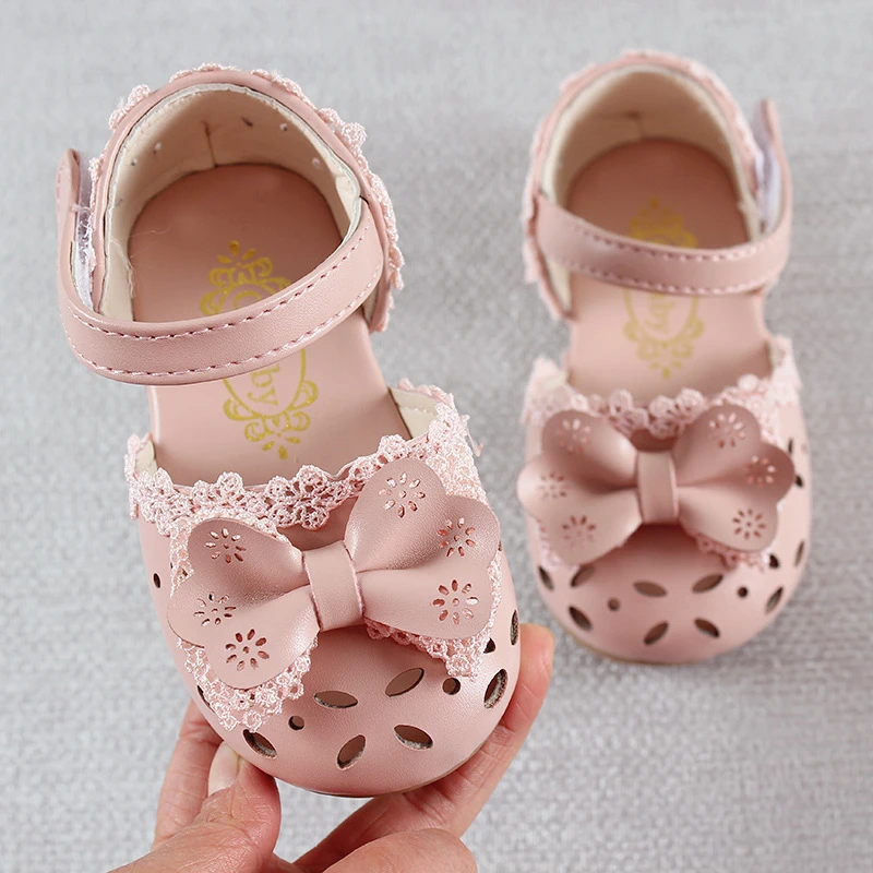 

Newest Summer Kids 2020 Fashion Leathers Sweet Children Sandals For Girls Toddler Baby Breathable Hoolow Out Bow Shoes