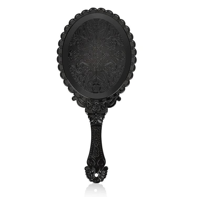 

Wholesale Cosmetic Tools Single Sided Plastic Handle vintage Hand Held Makeup Mirror, Bronze/ black/ pink/ rose gold. accept customization