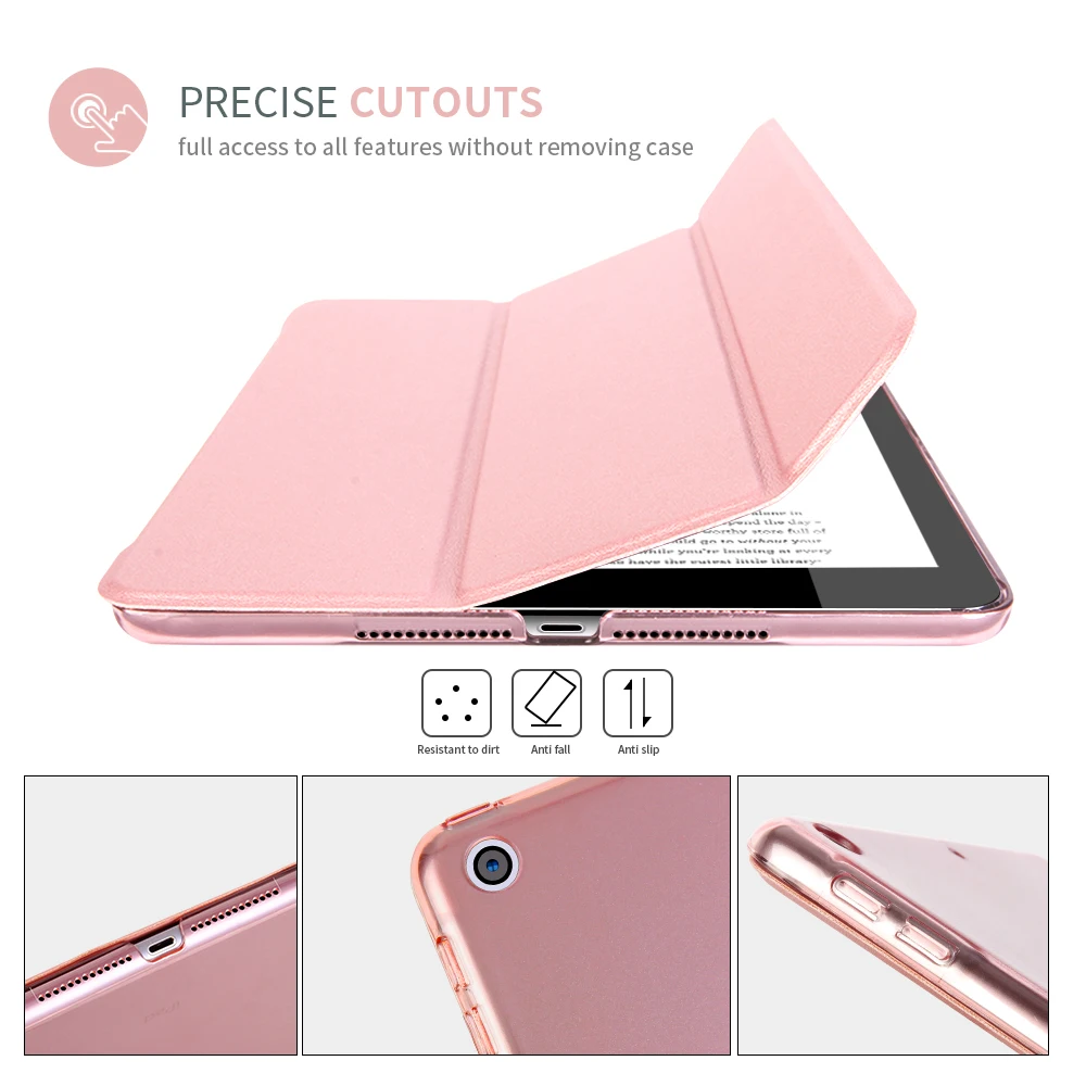 
Lightweight PC Real Shell Smart Case for ipad 2018 2017 PU Leather Case for ipad 9.7 