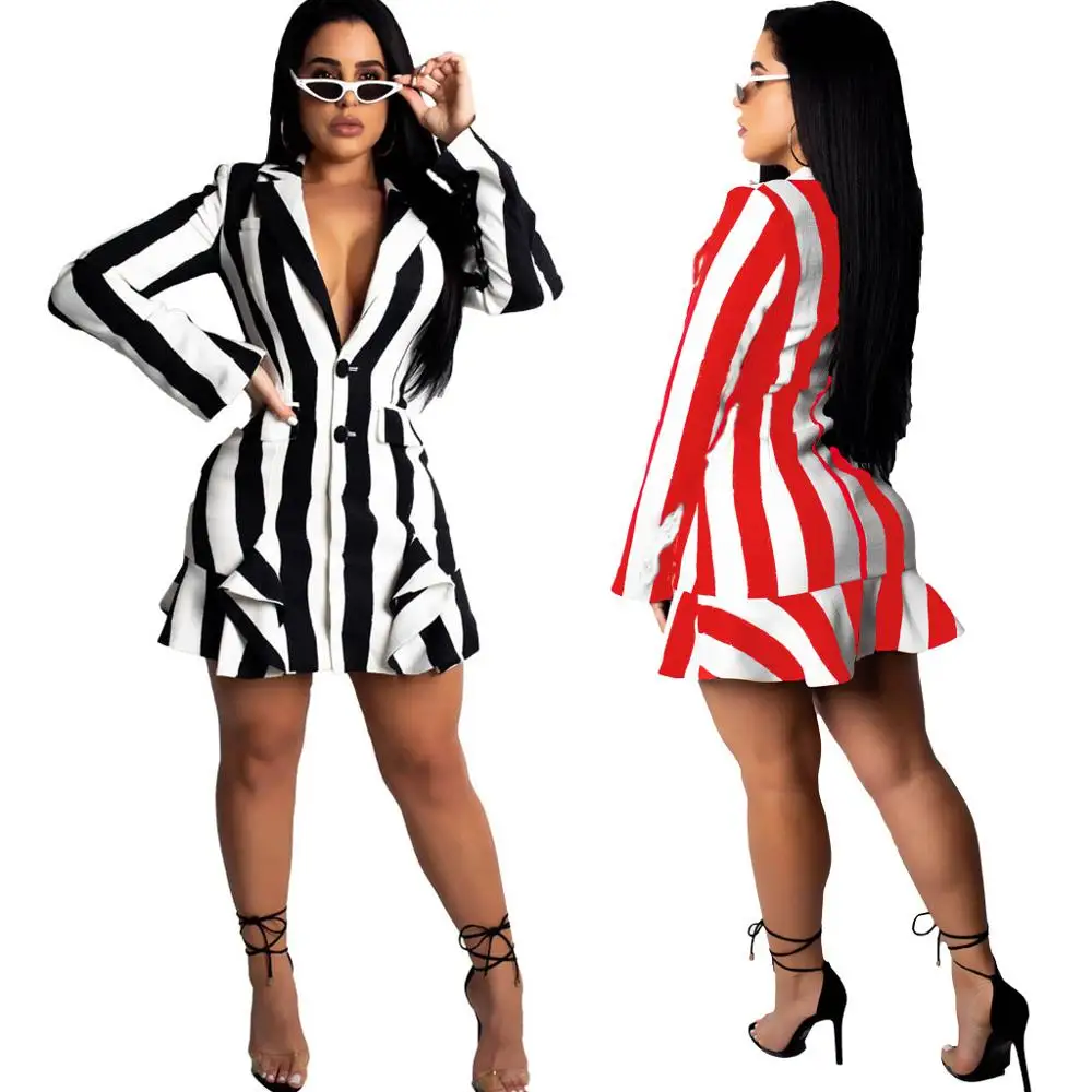 2019 Women Clothing Summer Dress Striped Elegant Fashion Dress Midi Casual Dress