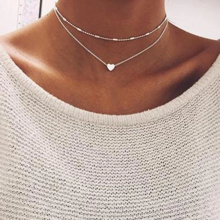 

Fashion Multi Layers Beads Chocker Collier Femme Minimalist Necklace for Woman