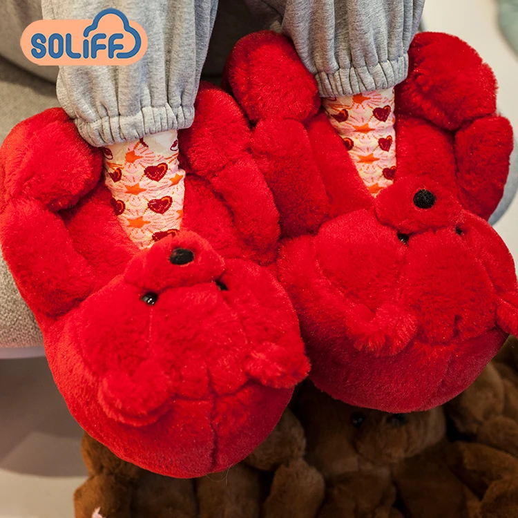 

Indoor anti-slip Faux Fur slippers luxury fashion brand is selling fluffy teddy bear slippers