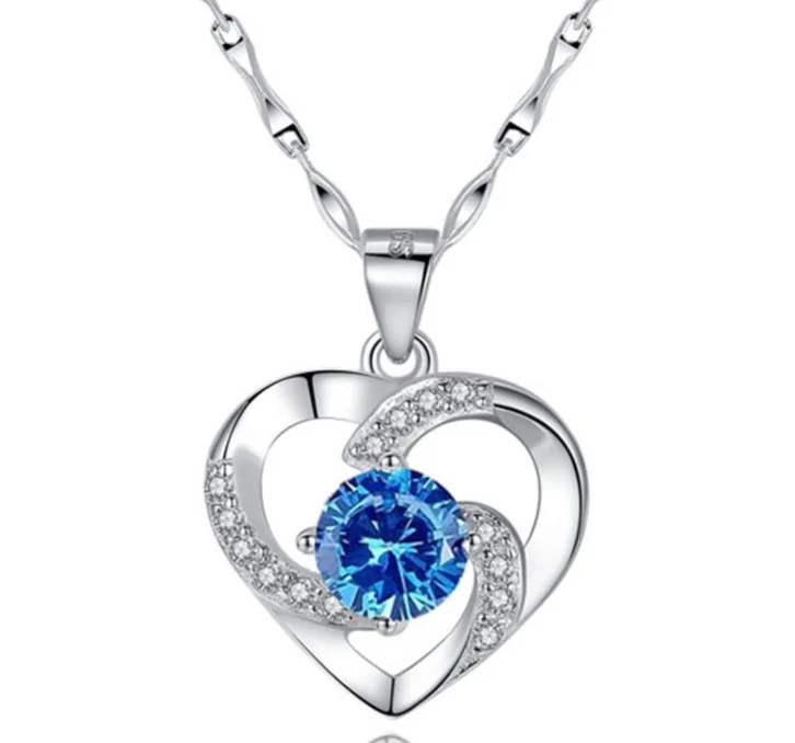 

Fashion Hot sale S925 sterling silver necklace for girls heart-shaped pendant necklace Valentine's gift for women, Picture