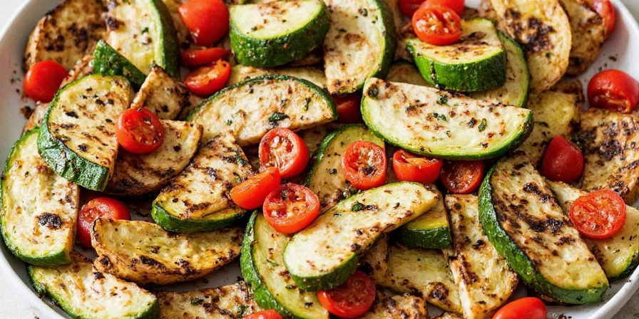 Grill basket with mixed vegetables cooking